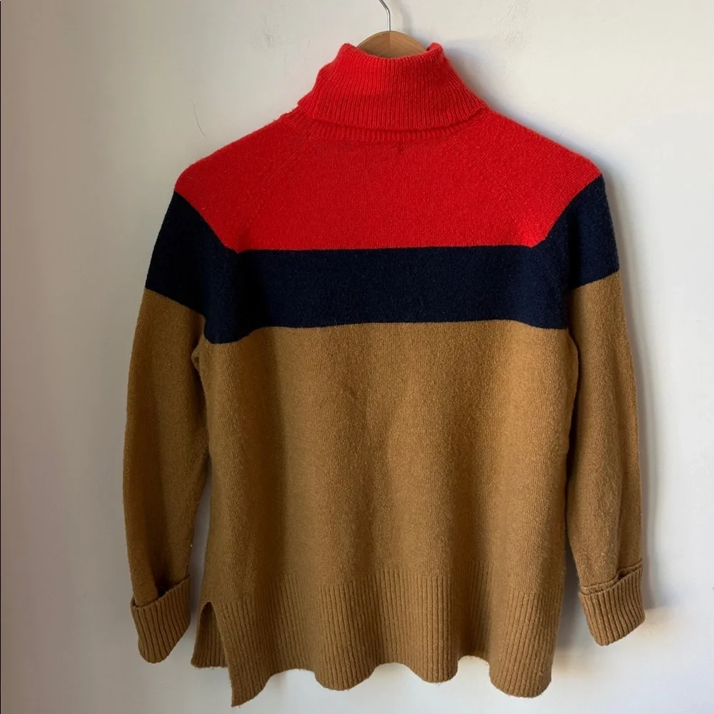 J. Crew Colorblock Turtleneck Sweater Supersoft Yarn Wool Alpaca Blend Size XS